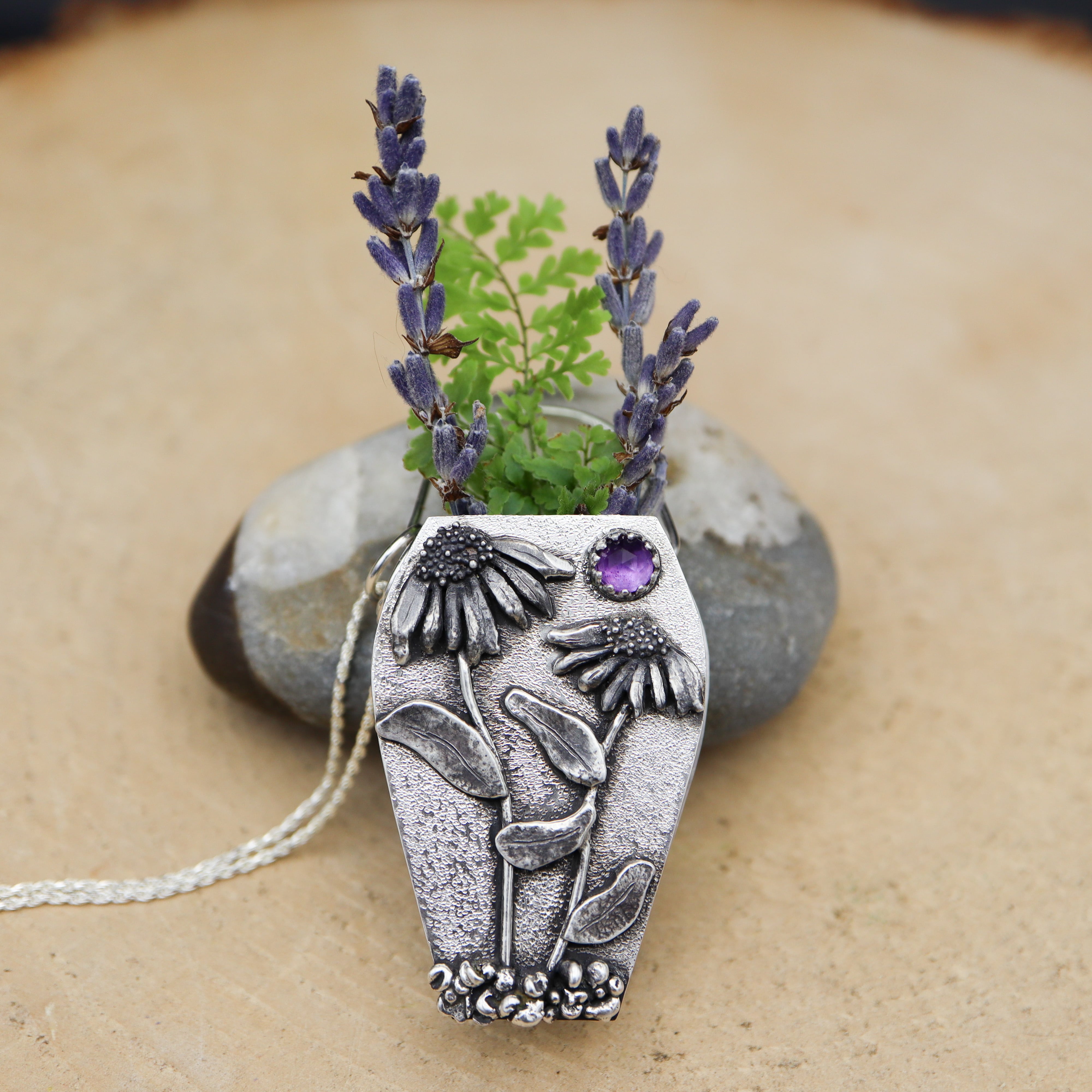 Echinacea Coneflower Vase Necklace