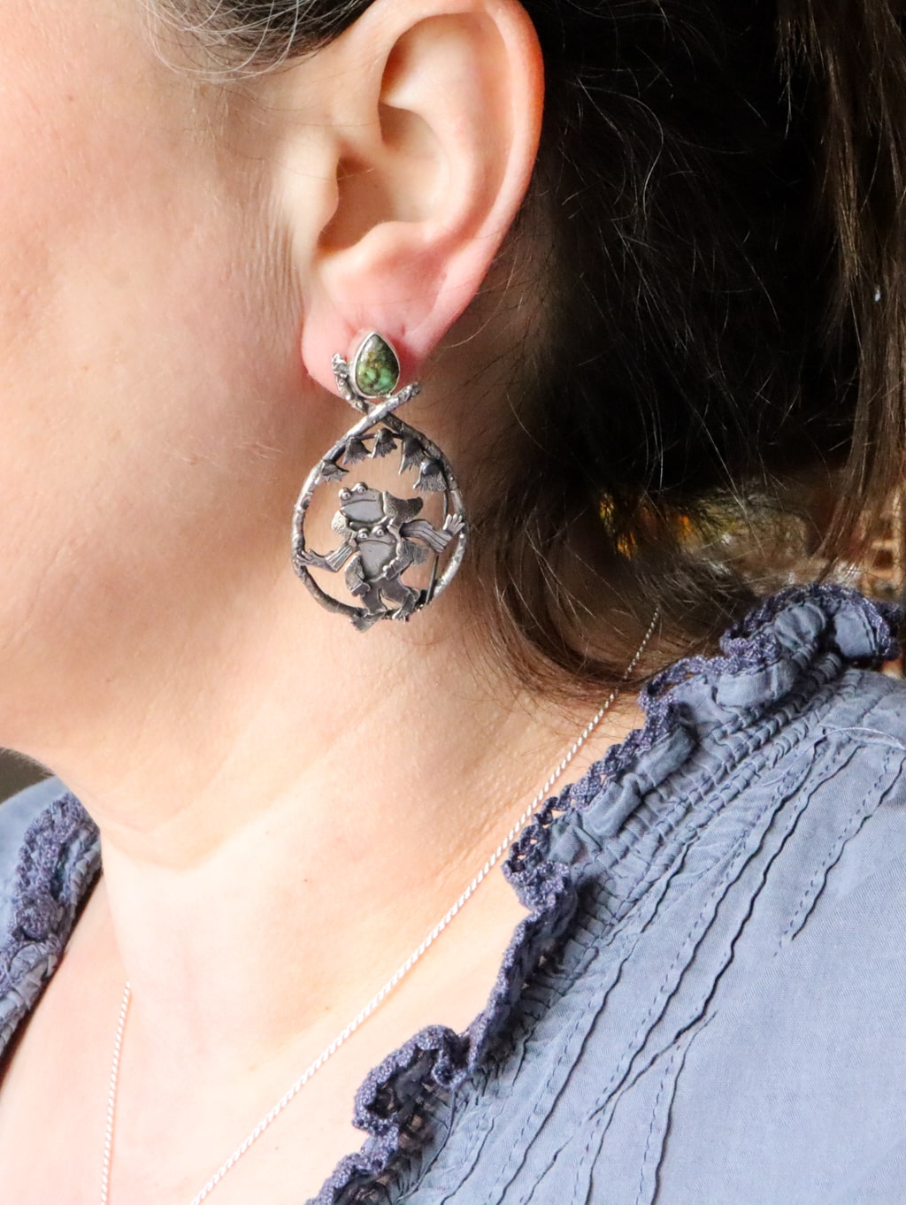 Frog & Toad Leapfrog in the Forest Earrings