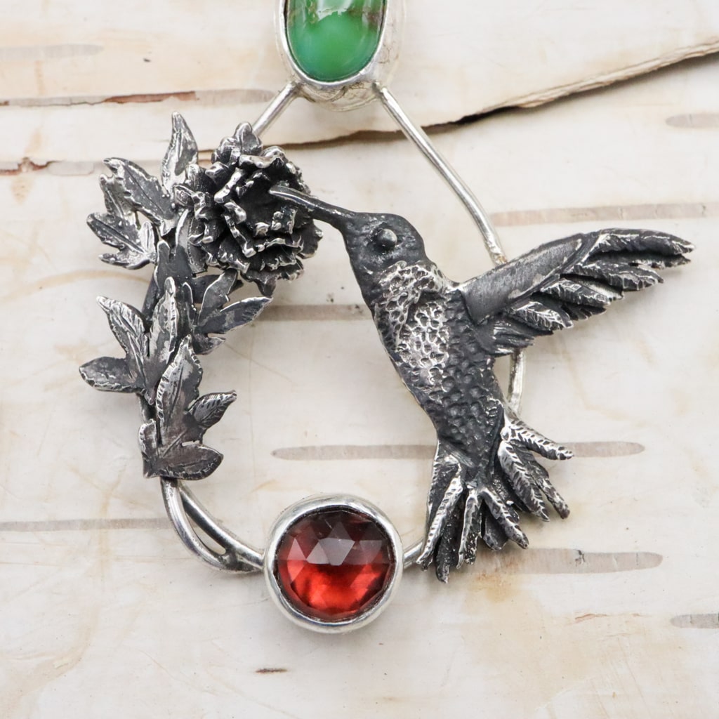 Ruby-Throated Hummingbird Earrings