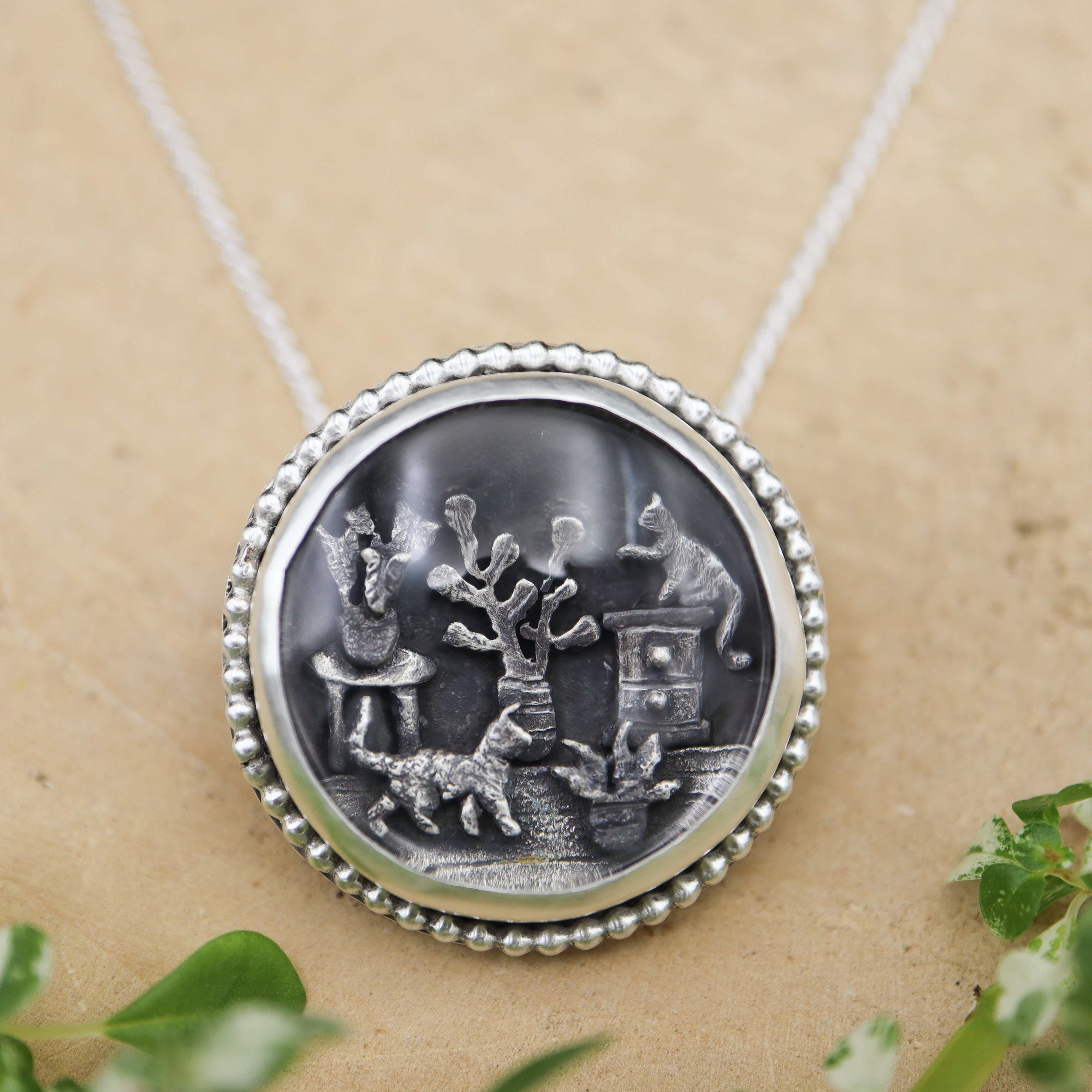 Naughty Cats & Houseplants - Brooch & Necklace