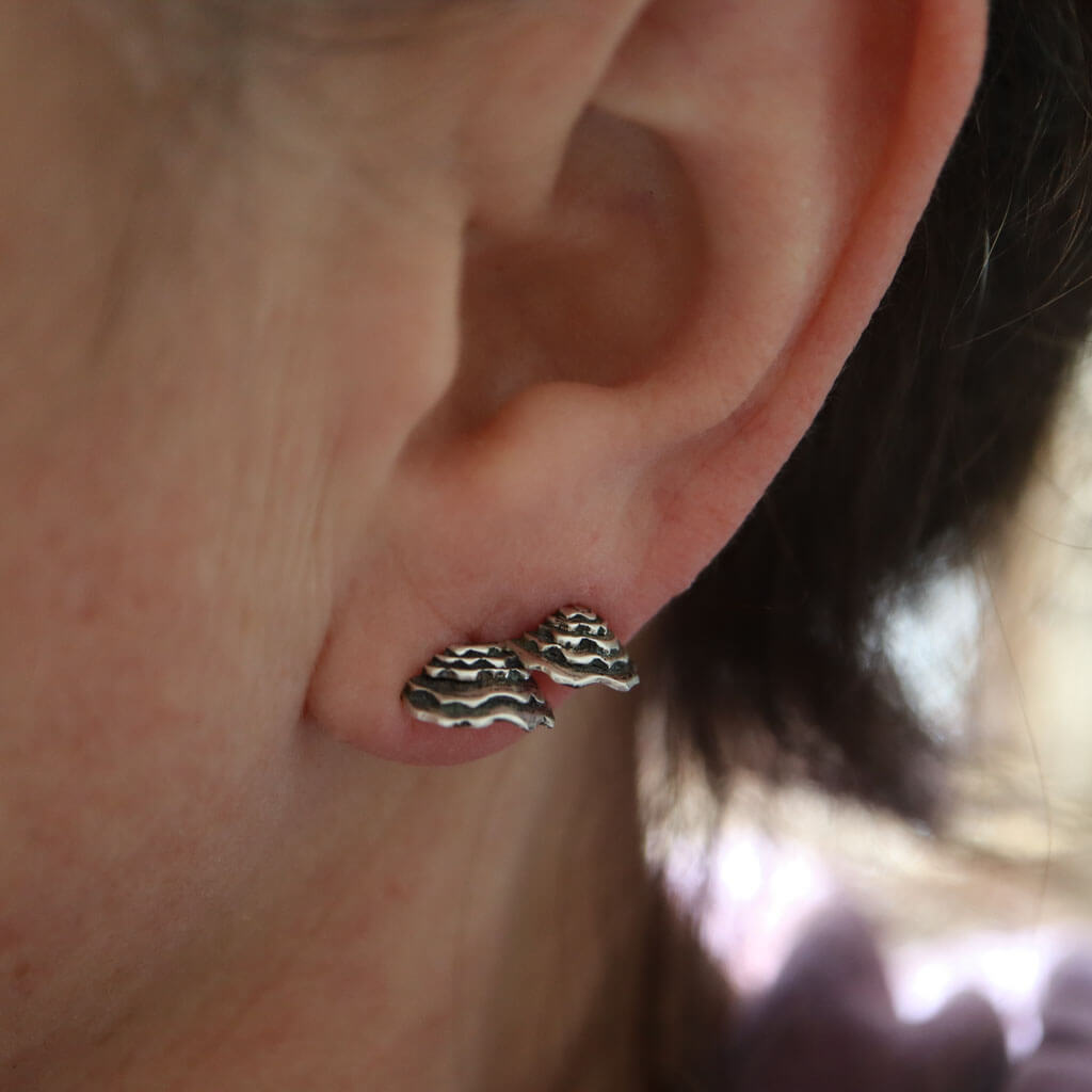 Turkey Tail Shelf Mushroom Stud Earrings