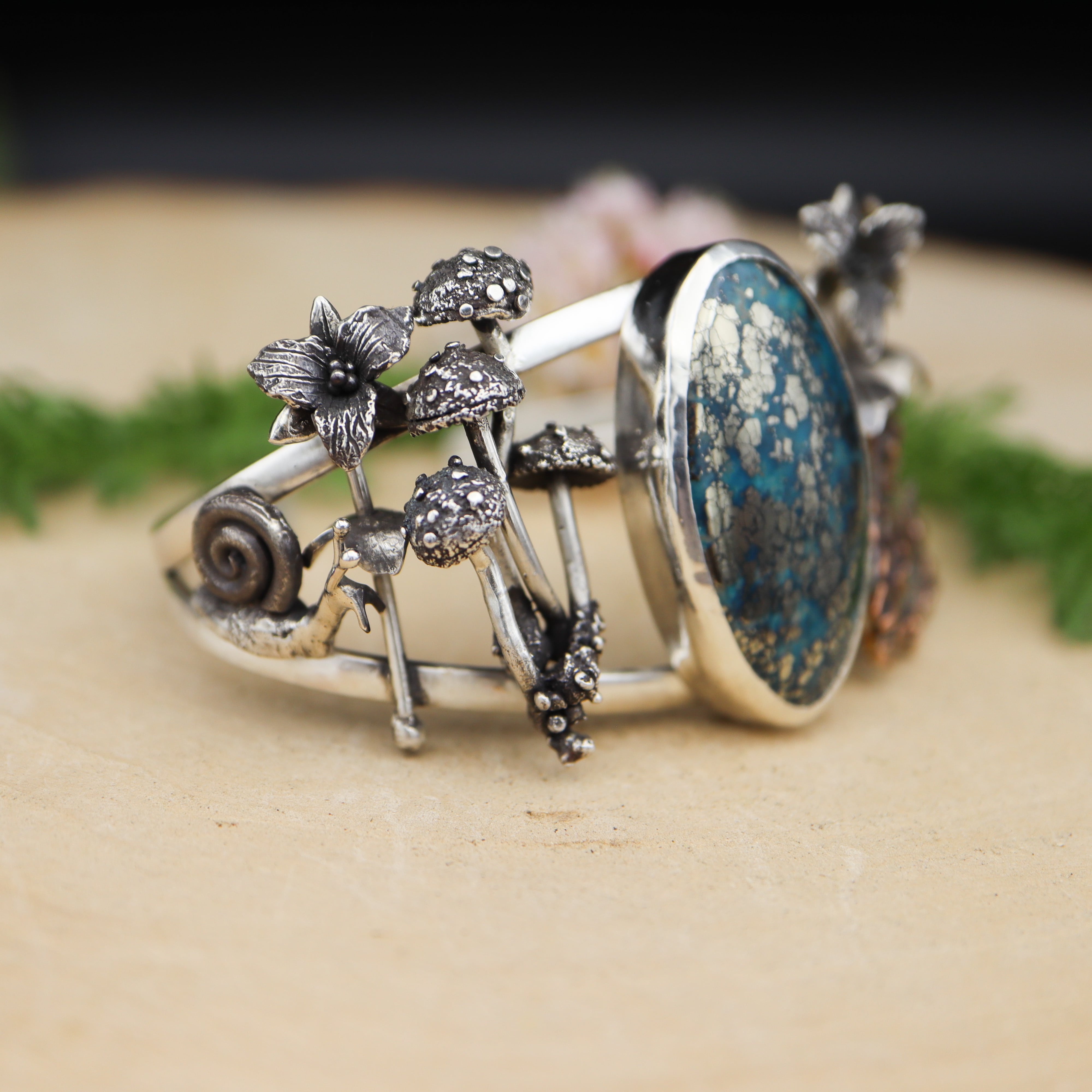 Toad & Snail in the Trillium Turquoise Bracelet