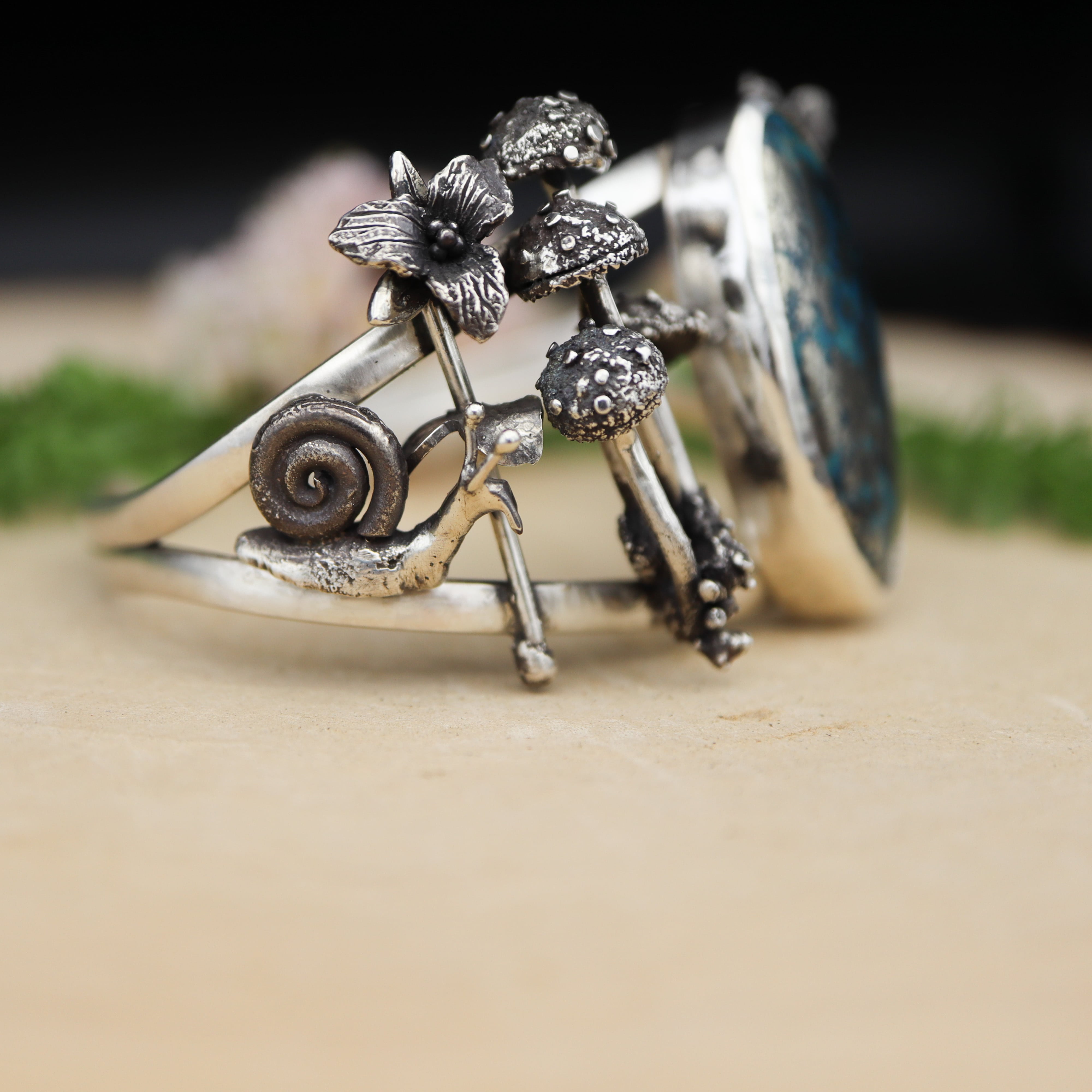 Toad & Snail in the Trillium Turquoise Bracelet