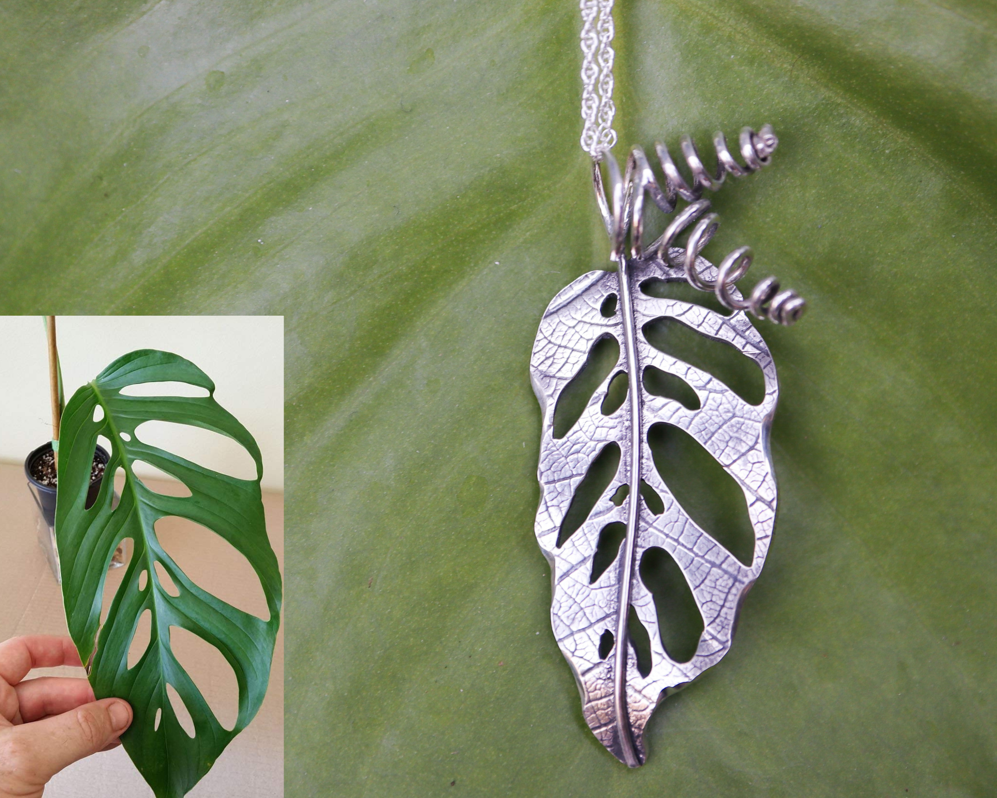 Personalized Monstera Adansonii Jewelry Set