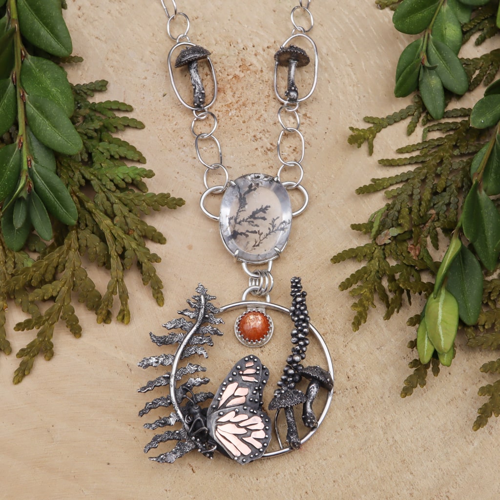 Monarch in the Ferns Necklace