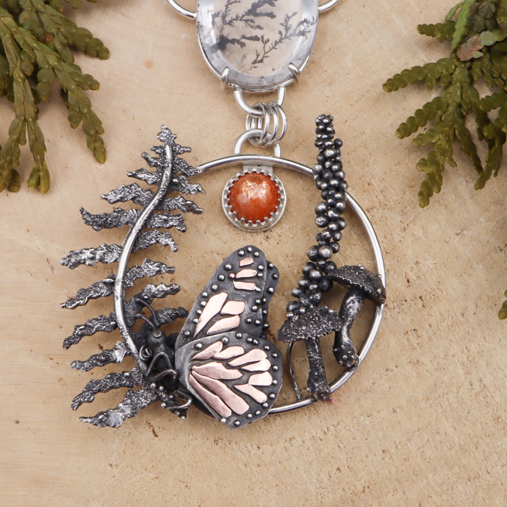 Monarch in the Ferns Necklace