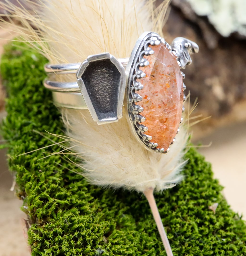 Sunstone Halloweeny Stacking Rings