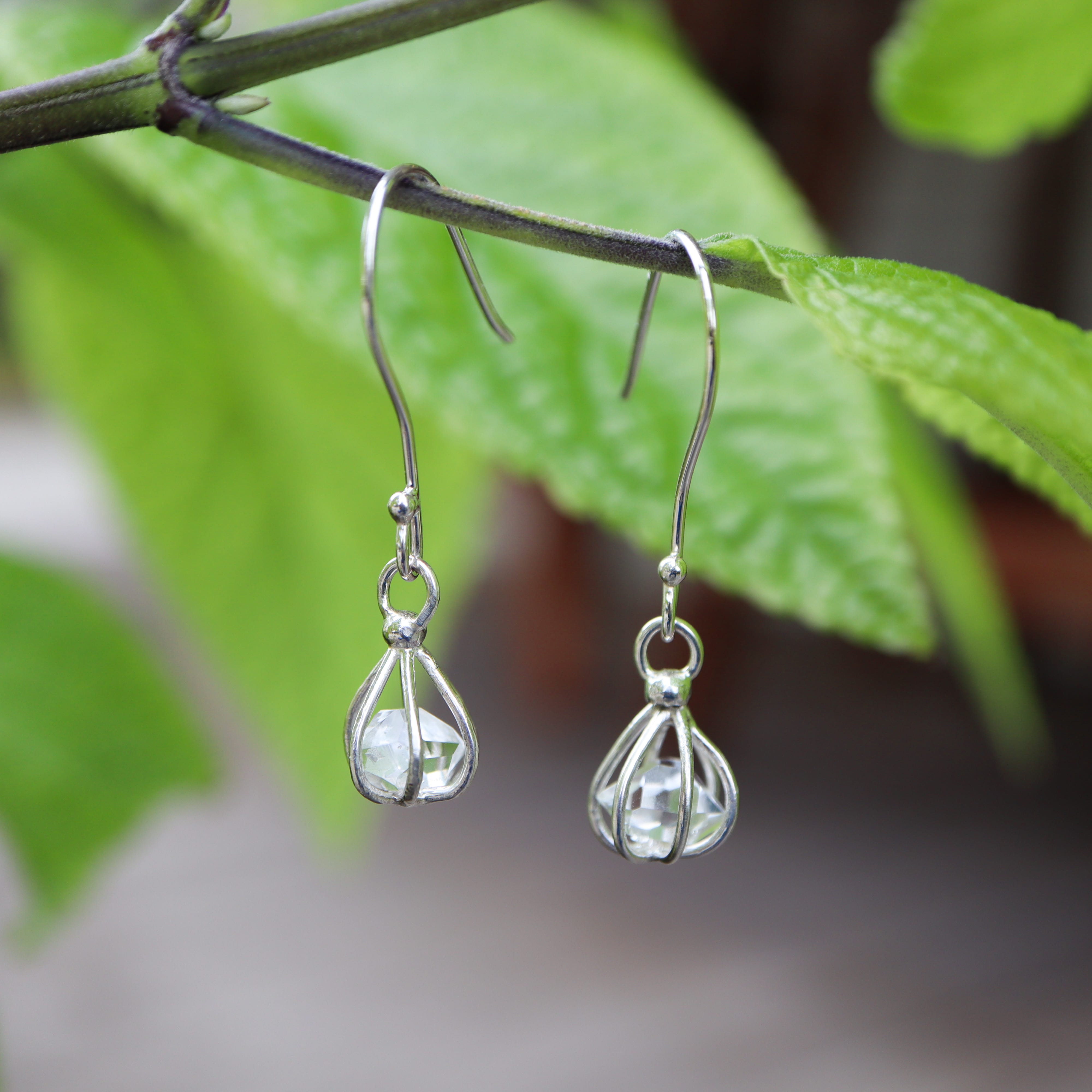 Herkimer Gourd Shape Dangle Earrings