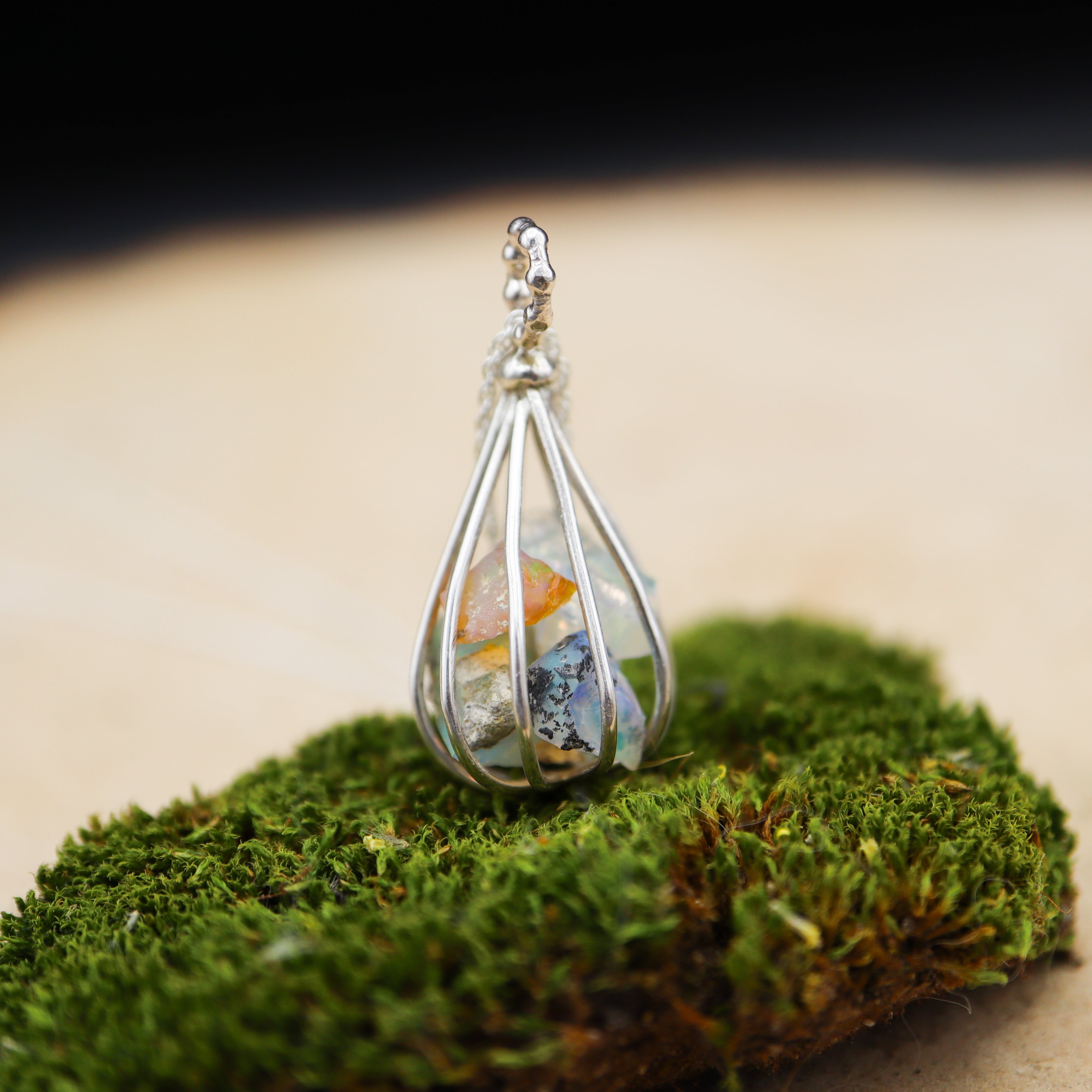 Opal Rainbow Container Necklace