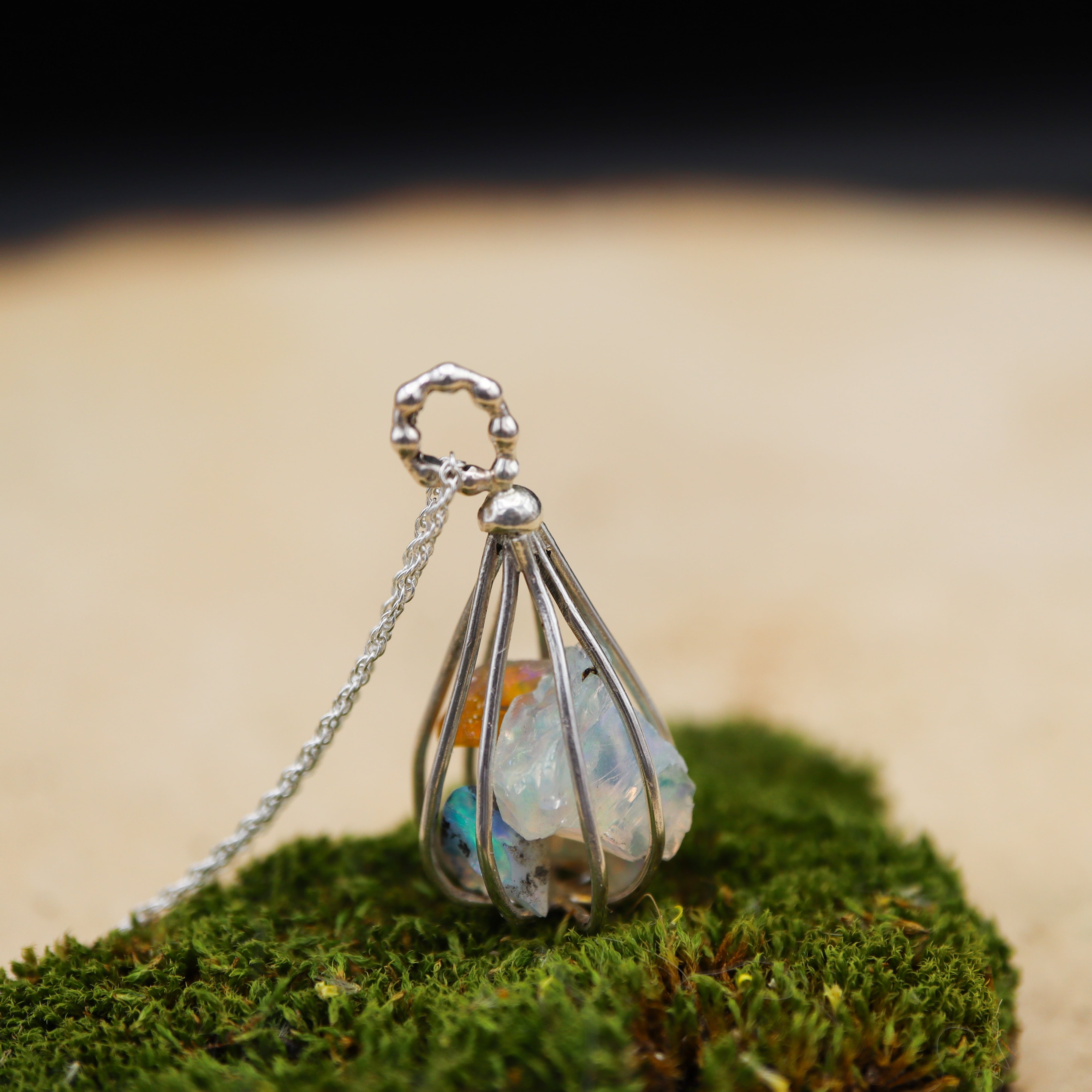 Opal Rainbow Container Necklace