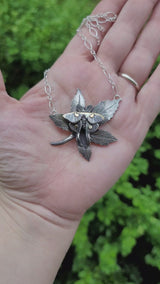 Luna Moth on her Sweet Gum Tree Leaf Necklace