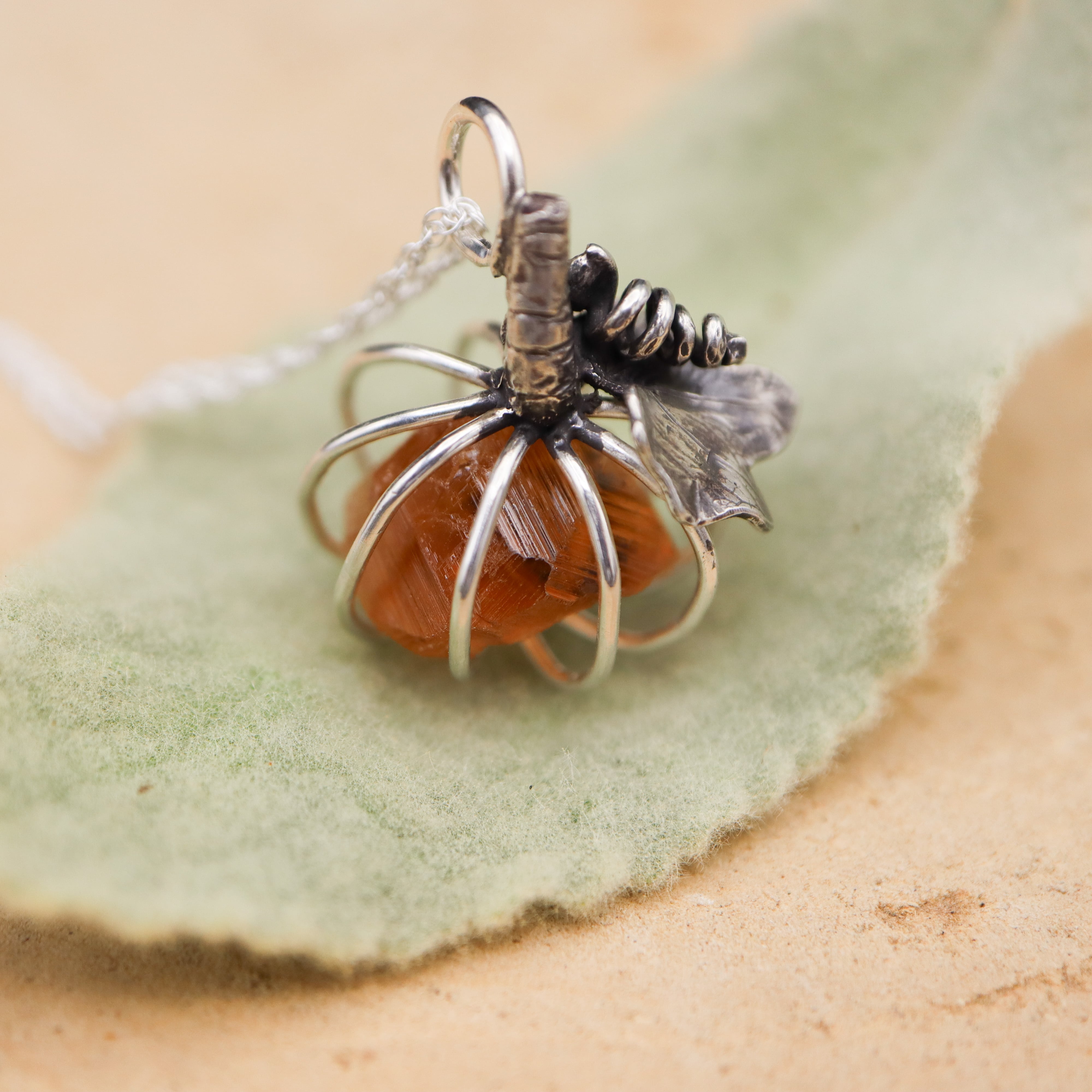 Pumpkin with Spessartine Garnet Necklace