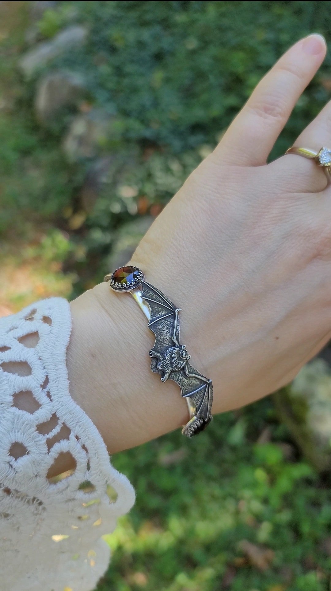 Gemstone Adorned Bat Bracelet