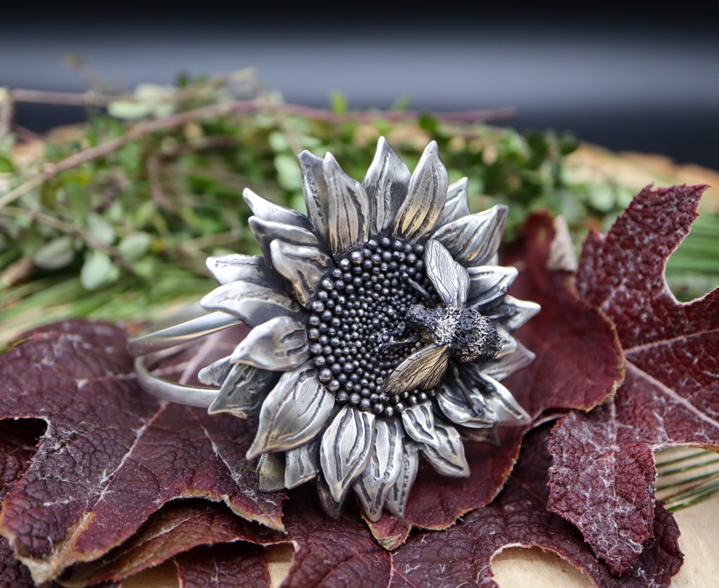 Bumblebee and Sunflower Cuff