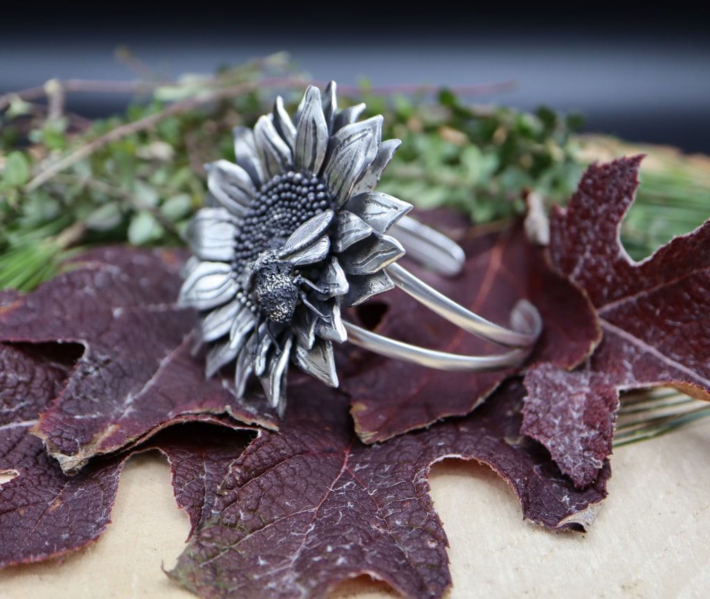 Bumblebee and Sunflower Cuff