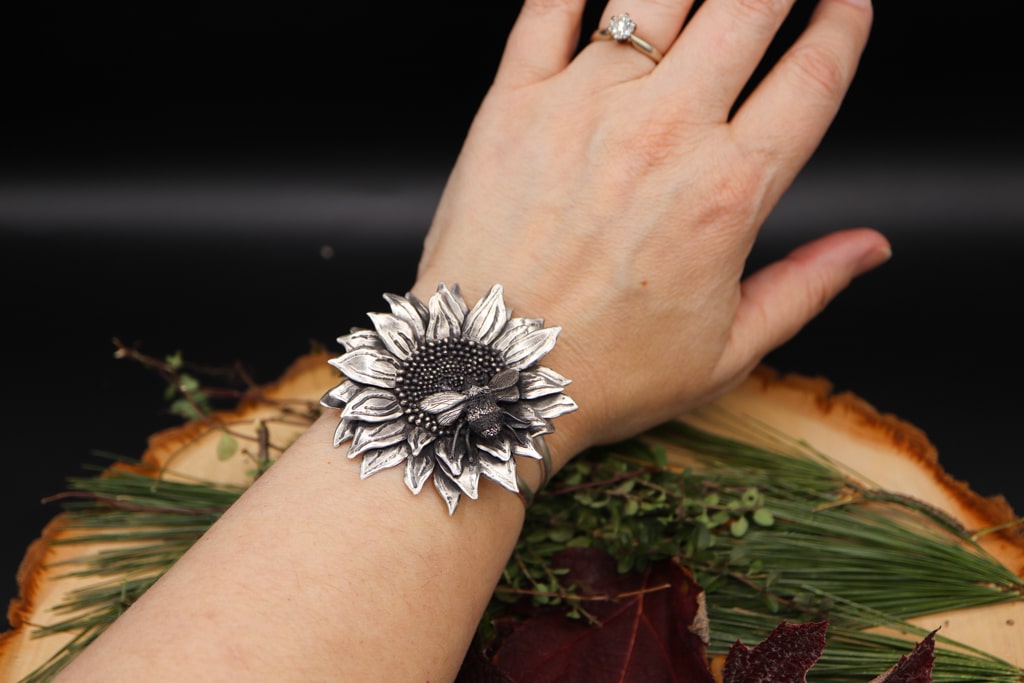 Bumblebee and Sunflower Cuff